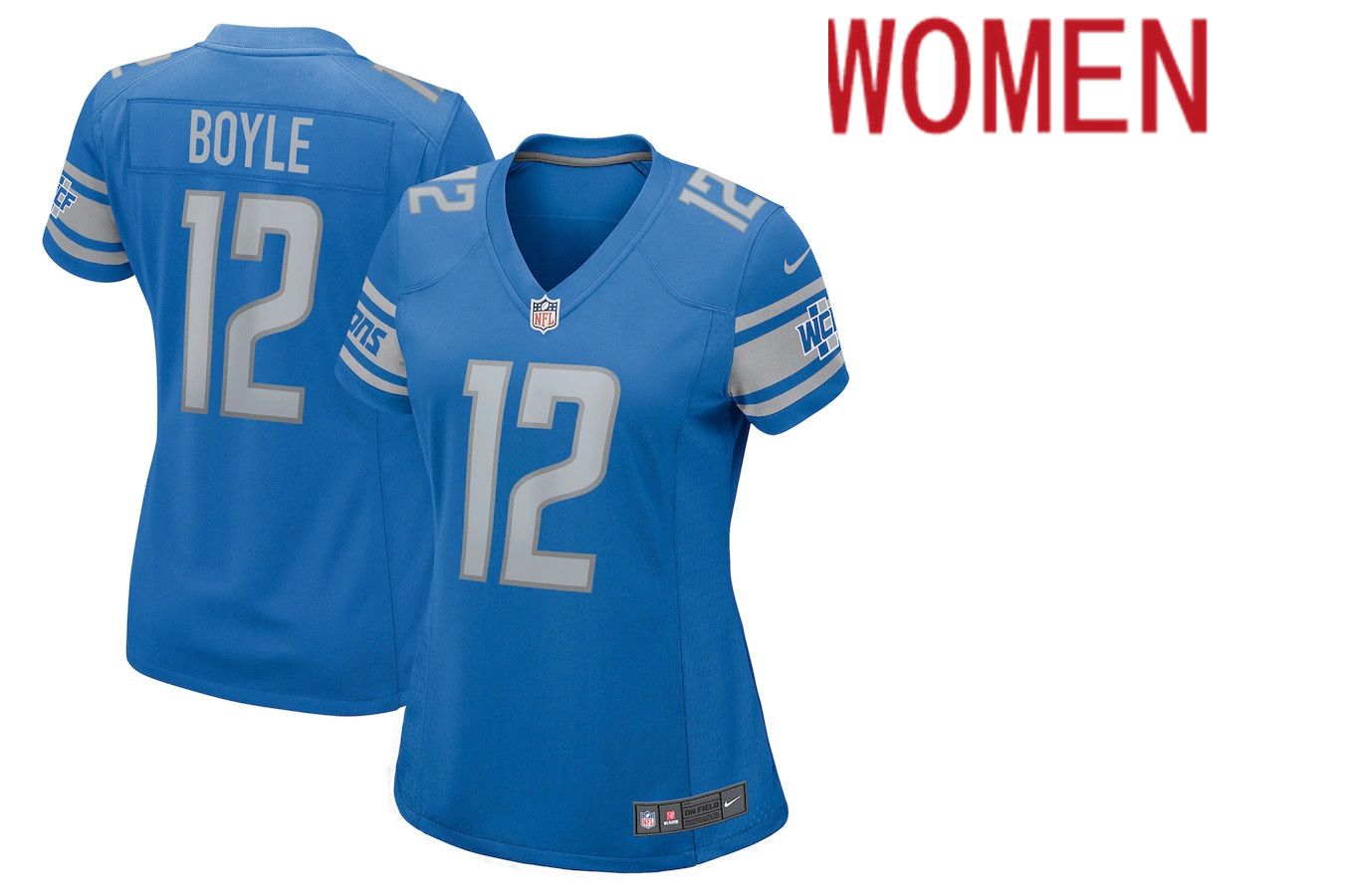 Women Detroit Lions #12 Tim Boyle Nike Blue Game Player NFL Jersey->women nfl jersey->Women Jersey